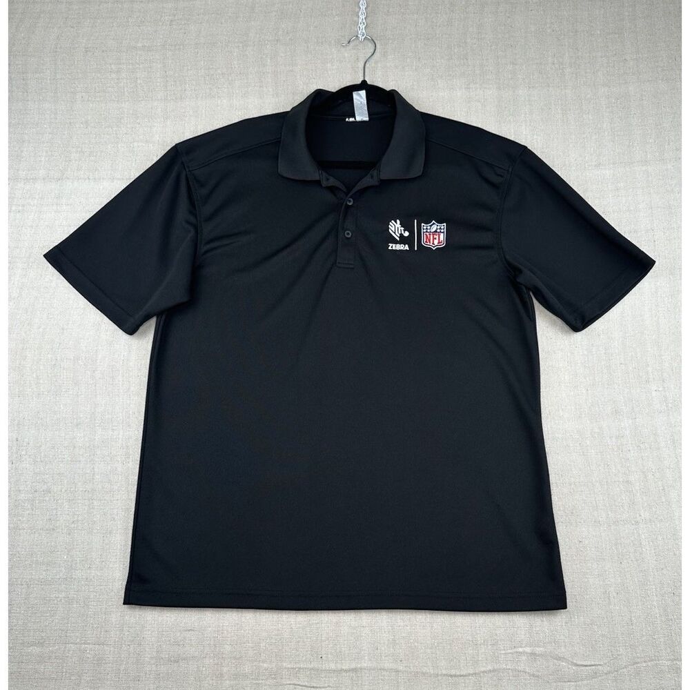 NFL Zebra Technologies Black Performance Polo Shirt Men’s Large Short Sleeve